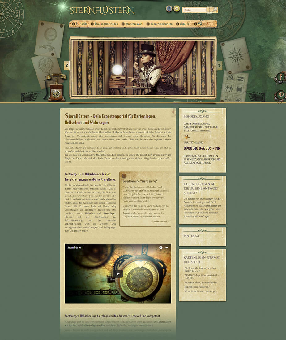 Webseite / Portal Kartenleger: Sternflüstern