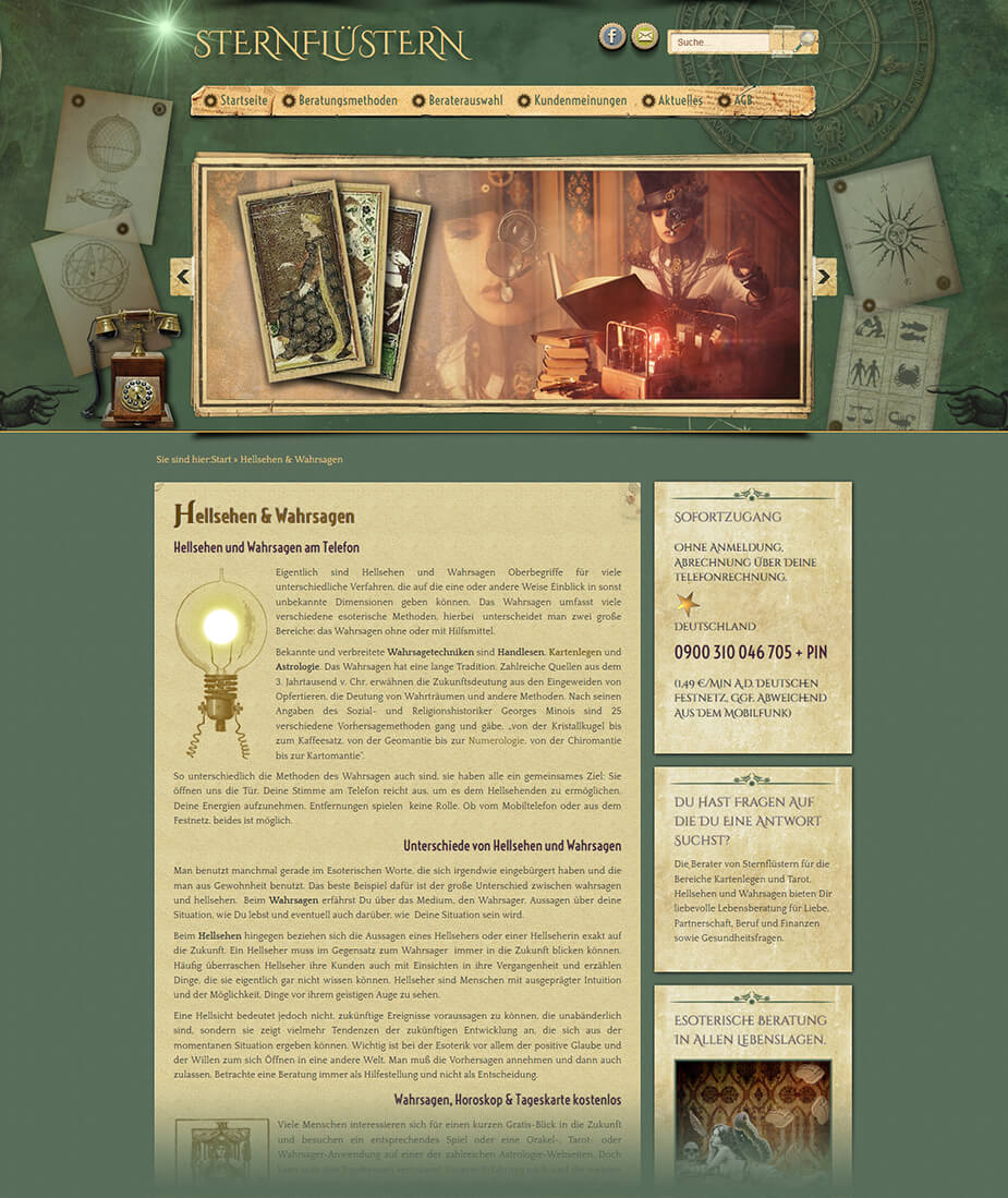 Webseite / Portal Kartenleger: Sternflüstern
