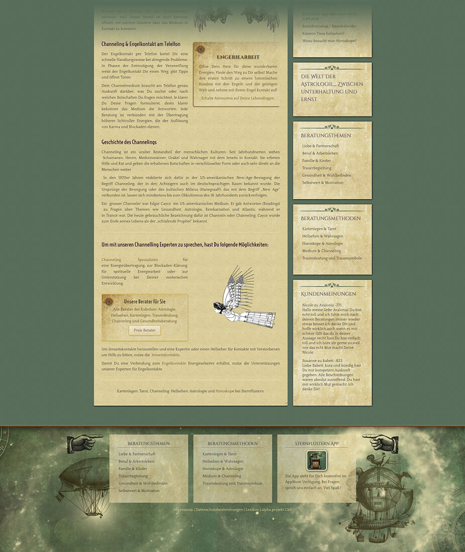Webseite / Portal Kartenleger: Sternflüstern