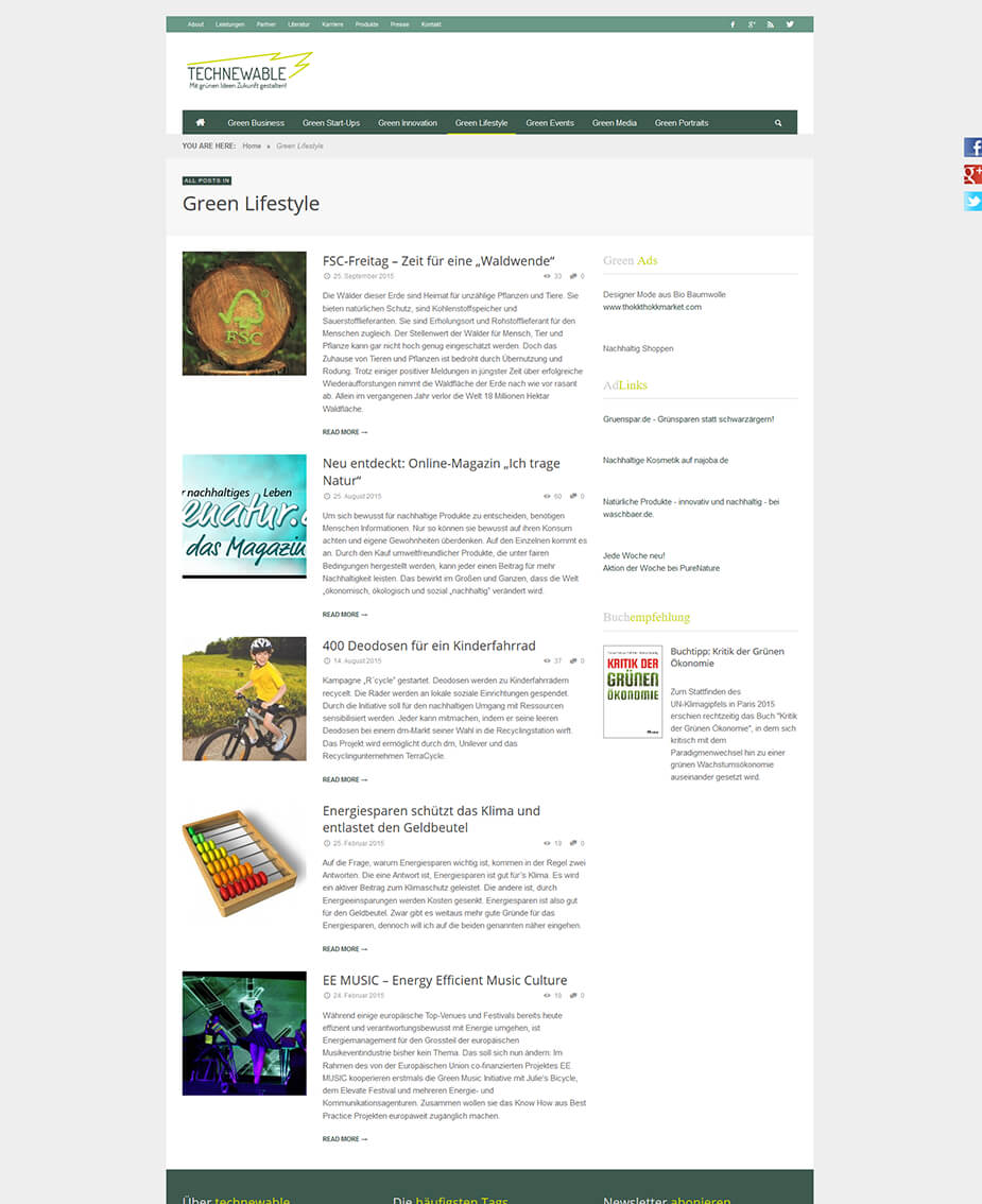 Webseite Firmenwebseite / Blog: Technewable